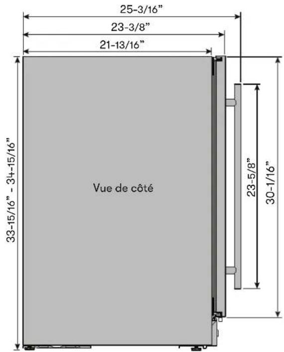 25-3/16" 23-3/8" 21-13/16" Vue de côté 33-15/16" - 34-15/16" 23-5/8" 30-1/16"