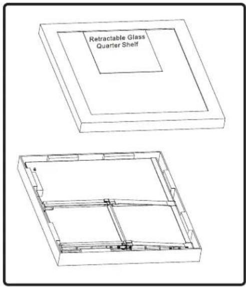 Zephyr Presrv PRB24C01CG - Retractable Glass Quarter Shelf Installation - 1