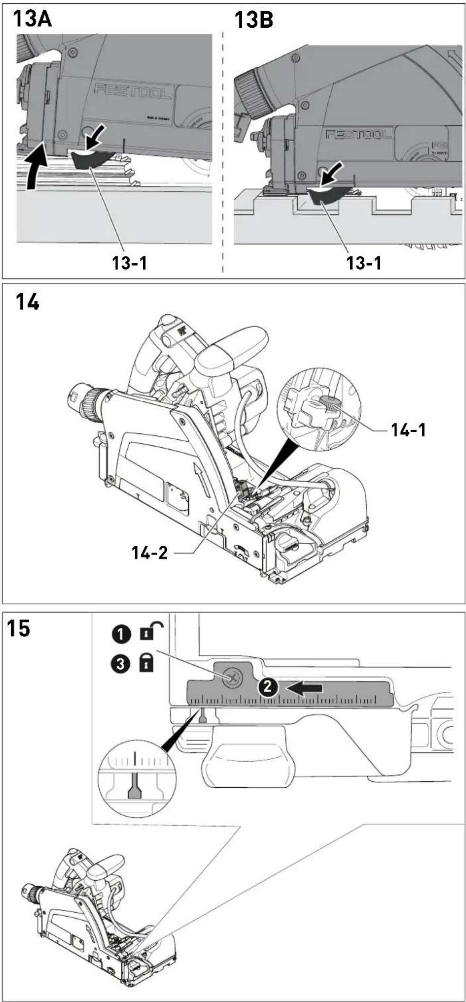 FESTOOL TSV 60 K - Stille inn sideveis justering [9] - 5