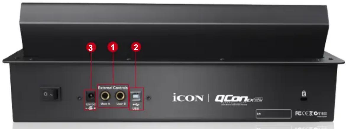 icon QCon EX G2 - Disposition du panneau arrière - 1
