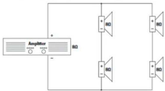 Power Dynamics PDV360MP3 - Series parallel 4 loudspeaker mono setup - 1