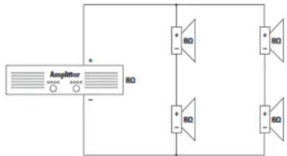 Power Dynamics PDV360MP3 - Series parallel 4 loudspeaker mono setup - 5