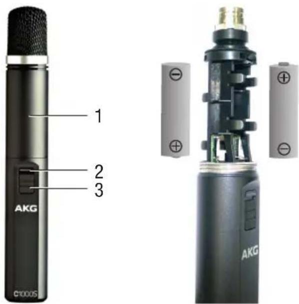 AKG C1000S Mk4 - Inserting/replacing and testing the batteries - 1