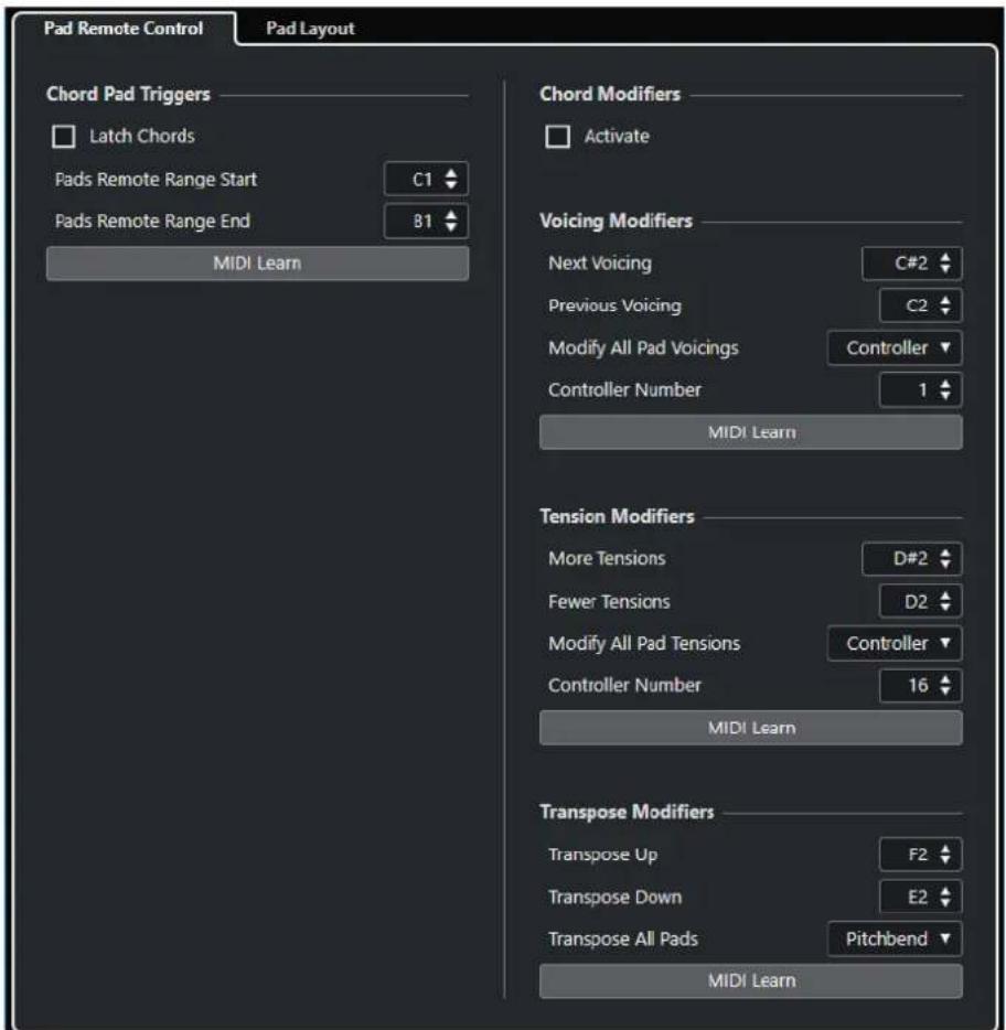 STEINBERG Cubase Elements 12 - Boîte de dialogue Configuration des pads d'accords - 1