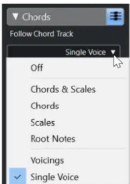 STEINBERG Cubase Elements 12 - Modes de la fonction Suivre piste d'Accords - 1