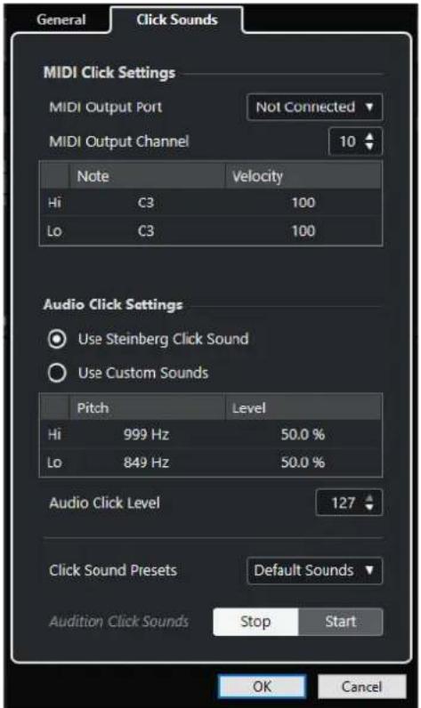 STEINBERG Cubase Elements 12 - Onglet Sons de clic - 1