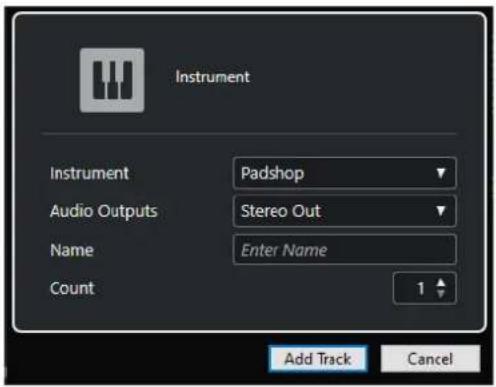 STEINBERG Cubase Elements 12 - Boîte de dialogue Ajouter une piste - Instrument - 2