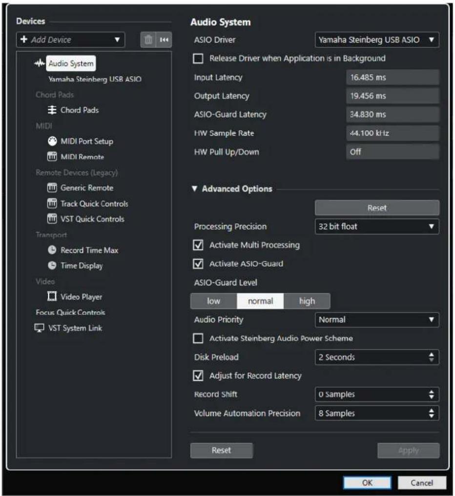 STEINBERG Cubase Elements 12 - Page de configuration du pilote ASIO - 1