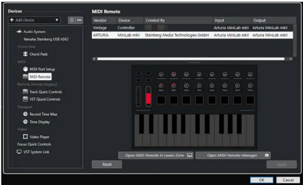 STEINBERG Cubase Elements 12 - Page Configuration MIDI Remote - 1
