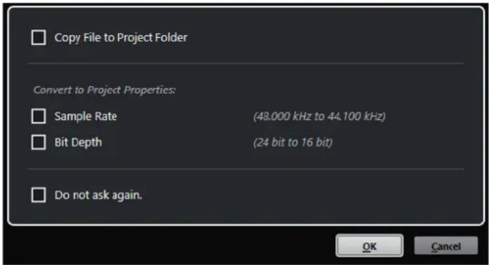 STEINBERG Cubase Elements 12 - Boîte de dialogue Options d'import - 1