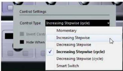 STEINBERG Cubase Elements 12 - Configuration des types de contrôles pour les commutateurs - 1