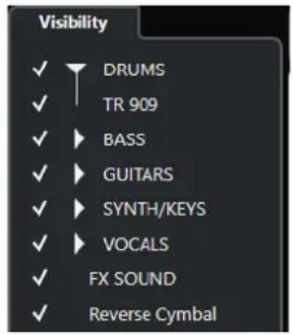 STEINBERG Cubase Elements 12 - Zone gauche de la MixConsole - 1