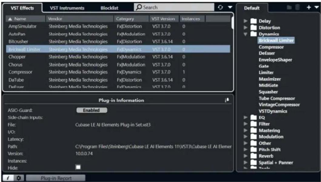 STEINBERG Cubase Elements 12 - Fenêtre Gestionnaire de plug-ins VST - 1