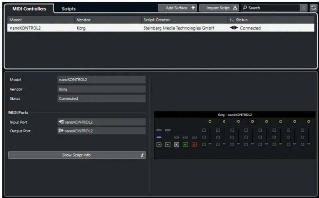 STEINBERG Cubase Elements 12 - Fenêtre Gestionnaire MIDI Remote - 1