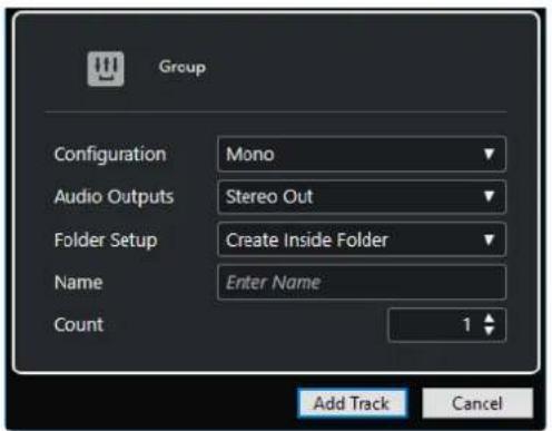 STEINBERG Cubase Elements 12 - Boîte de dialogue Ajouter une piste - Groupe - 2