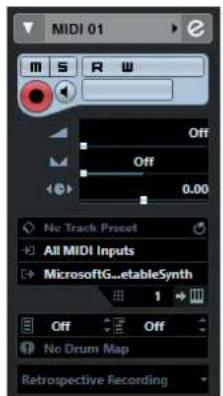 STEINBERG Cubase Elements 12 - Inspecteur des pistes MIDI - 1