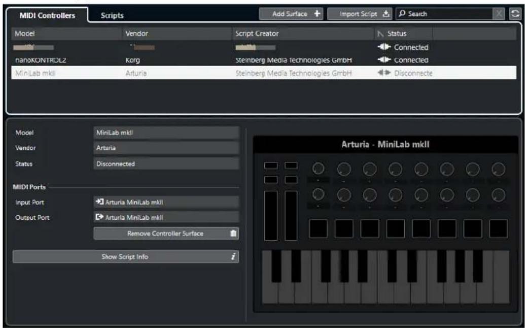 STEINBERG Cubase Elements 12 - Supprimer la surface de contrôle - 1
