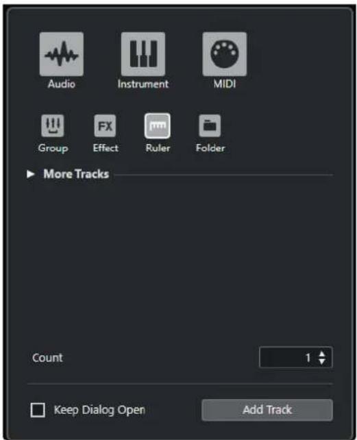 STEINBERG Cubase Elements 12 - Boîte de dialogue Ajouter une piste - Règle - 1