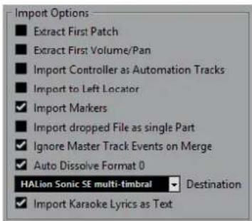 STEINBERG Cubase Elements 12 - Options d'import - 1