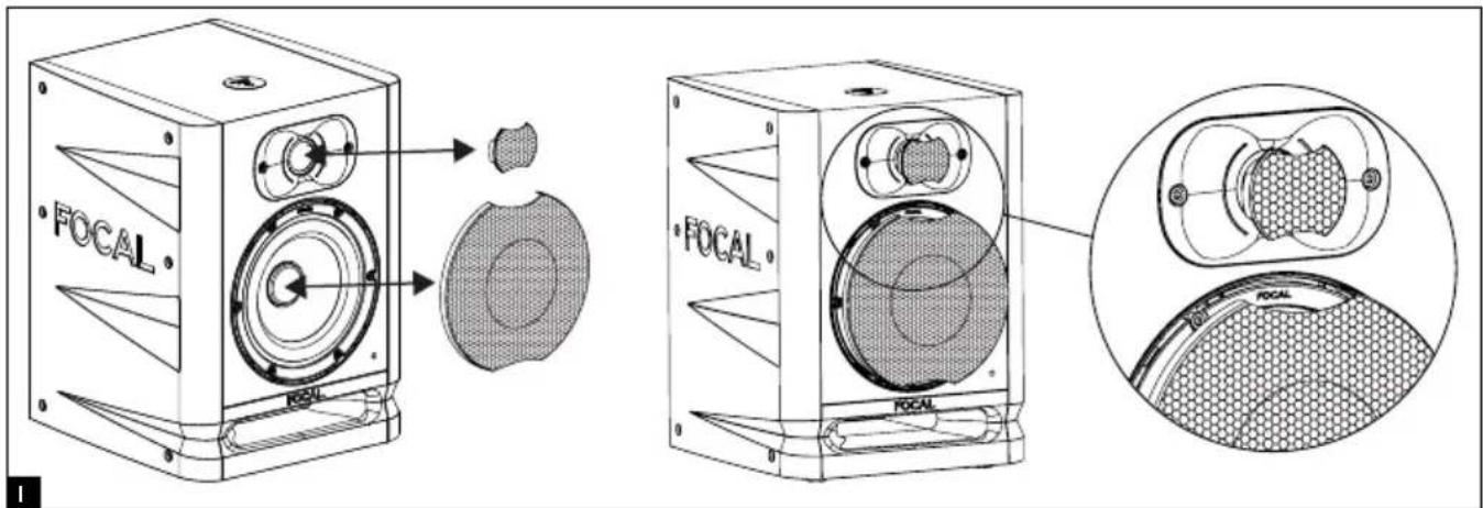 FOCAL Alpha Twin Evo - Inserting/removing the grilles - 1