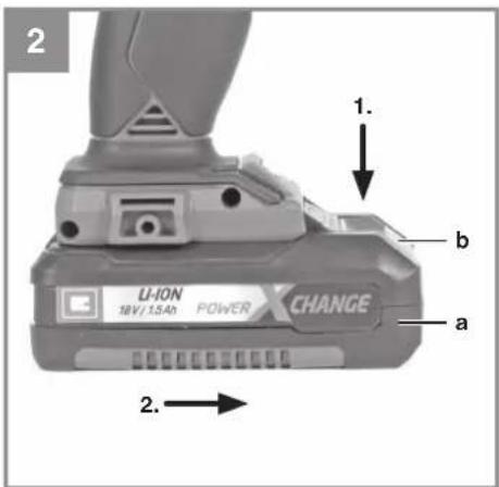 2 U-ION 18V/1.5Ah POWER XCHANGE a b 1. 2.