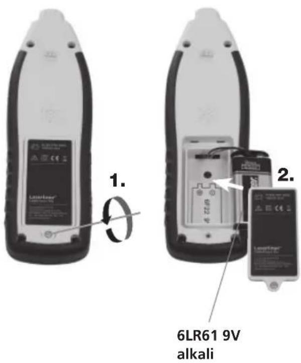 Laserliner CableTracer Pro - Indsættelse af batteri - 1