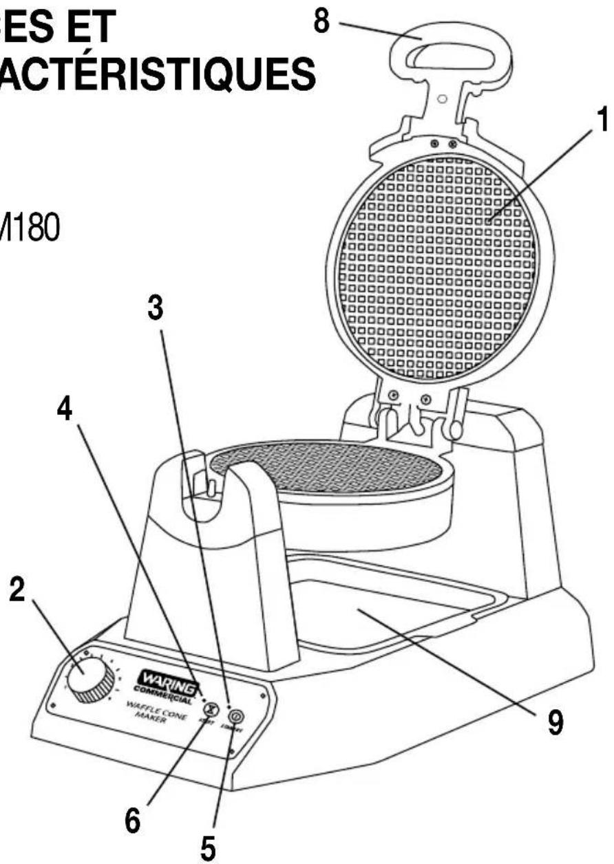 Waring Commercial WWCM180 - PIÈCES ET CARACTÉRISTIQUES - 1