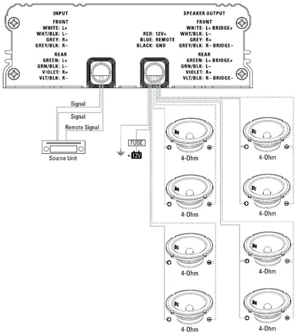 MTX Audio Thunder Sports MUD100.4 - WIRING Diagram - 1