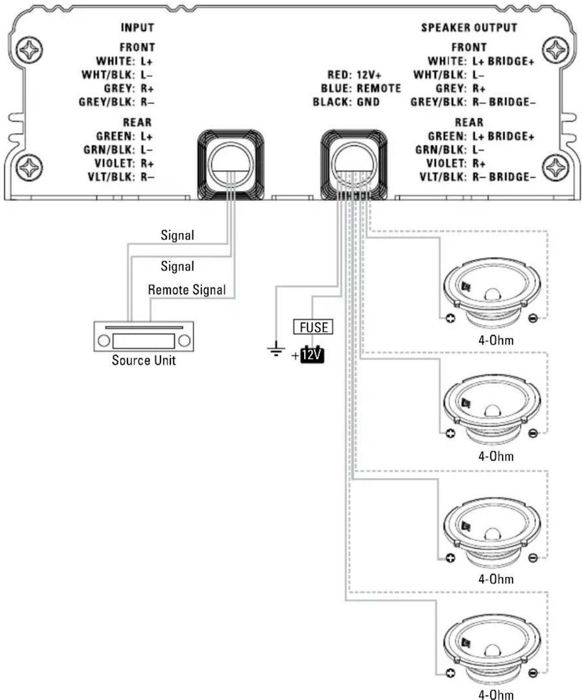 MTX Audio Thunder Sports MUD100.4 - WIRING Diagram - 1
