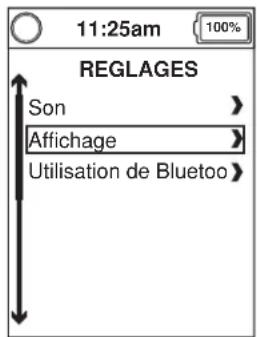 11:25am 100% REGLAGES Son > Affichage > Utilisation de Bluetoo >