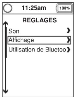 11:25am 100% REGLAGES Son > Affichage > Utilisation de Bluetooth >