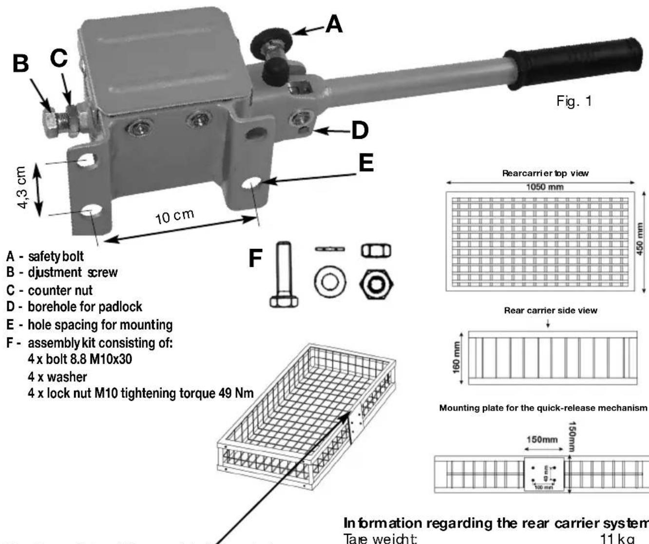 Berger & Schröter 20233 - (GB) Assembly and Operating Instructions for rear mounted carrier systems, type: ProfiTech - 1