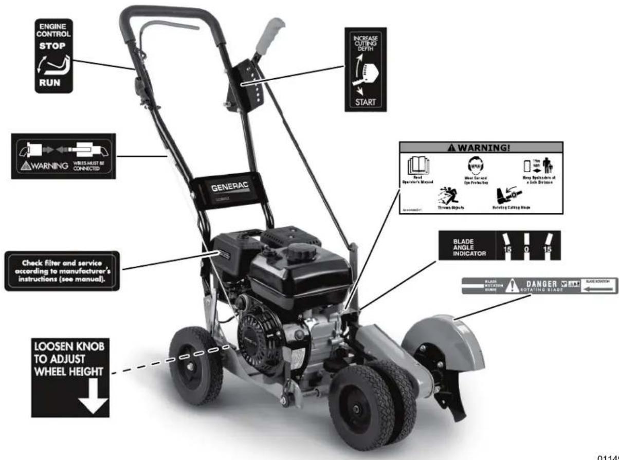 Generac GC8000E - Autocollants de sécurité et de fonctionnement - 1