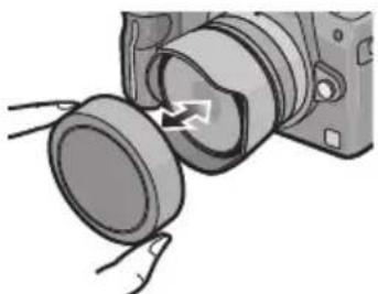 PANASONIC Lumix HF008E - ■ Pour fixer et retirer le capuchon avant de l'objectif - 1