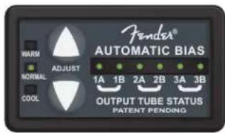 Fender® AUTOMATIC BIAS MARM ADJUST NORMAL COOL 1A 1B 2A 2B 3A 3B OUTPUT TUBE STATUS PATENT PENDING