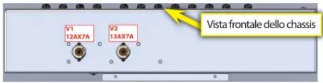 V1 12AX7A V2 12AX7A Vista frontale dello chassis
