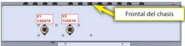 V1 12AX7A V2 12AX7A Frontal del chasis