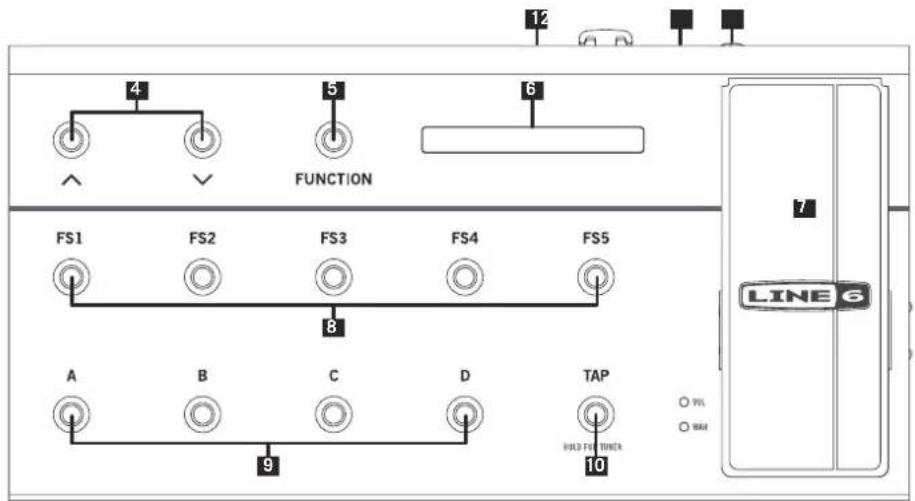 4 5 6 FUNCTION FS1 FS2 FS3 FS4 FS5 8 A B C D TAP HOLD FOR ORDER 7 LINE 6 9 10 VOL WAL