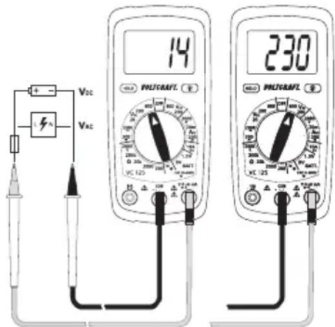 VOLTCRAFT VC125 - a) Multimeter inschakelen - 2