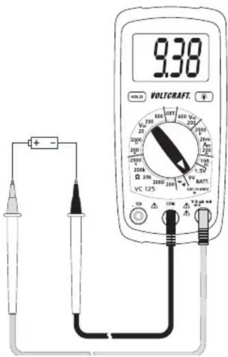 VOLTCRAFT VC125 - H) Test des piles - 1