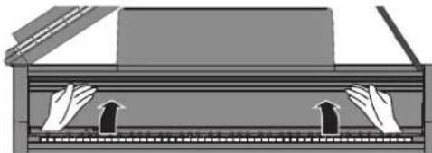 ROLAND GP9M - Ouverture/fermeture du couvercle du clavier (mise sous tension/mise hors tension) - 1
