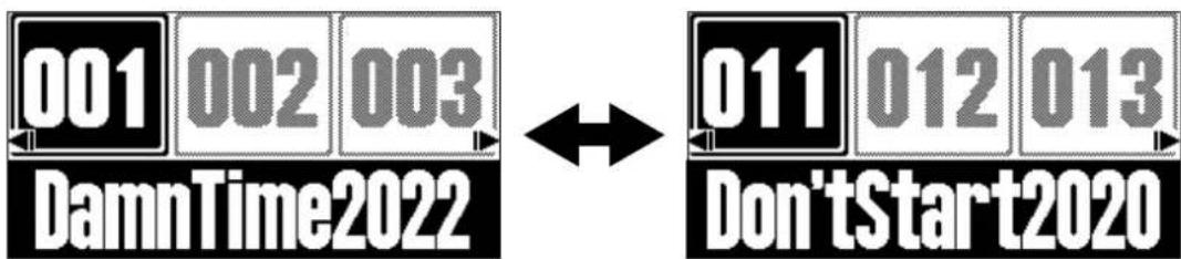 ZOOM B2 FOUR - Changement de mémoire de patch en cours de jeu (écran MEMORY) - 3