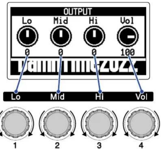 ZOOM B2 FOUR - Réglage du caractère général du son et du niveau de sortie - 3