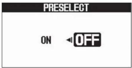 ZOOM B2 FOUR - Activation/désactivation de la fonction PRESELECT - 4