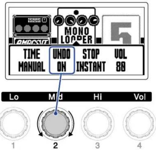 ZOOM B2 FOUR - Réglage de la fonction d'annulation UNDO - 1