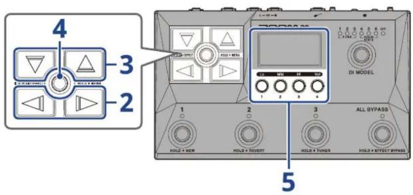 ZOOM B2 FOUR - Réglage des effets à pédale - 1
