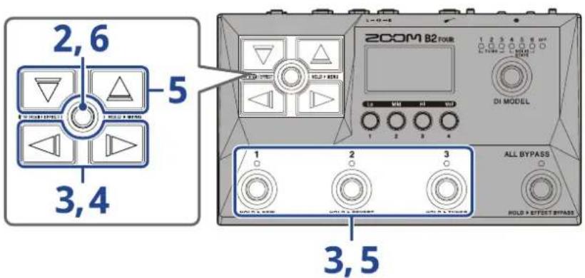 ZOOM B2 FOUR - Changement des noms de mémoires de patch - 1
