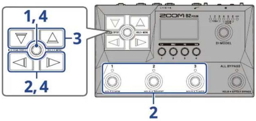 ZOOM B2 FOUR - Suppression de mémoires de patch - 1