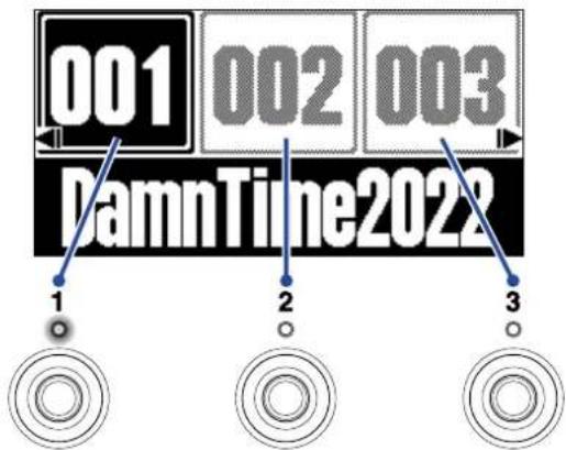 ZOOM B2 FOUR - Changement de mémoire de patch en cours de jeu (écran MEMORY) - 4