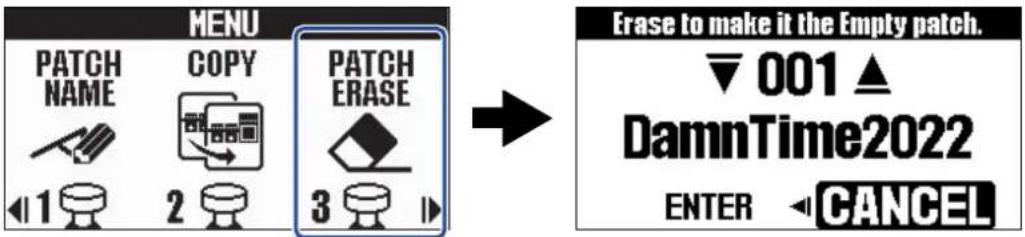 ZOOM B2 FOUR - Suppression de mémoires de patch - 3